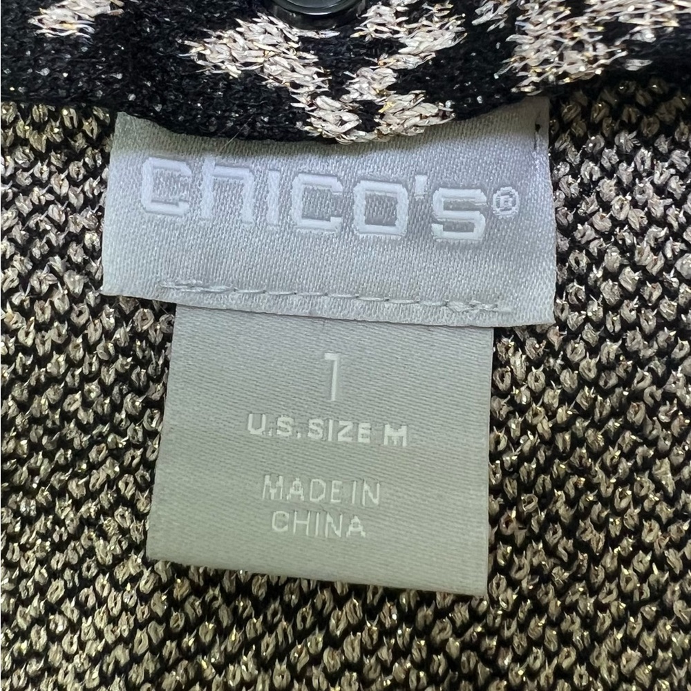 Chico's Double Espresso Python-Print Tie Neck Sweater Size Medium, Chico's 1 - Picture 8 of 14
